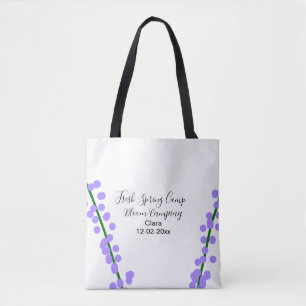 Lente frisse kamperen lavendel bloemen naam datum tote bag