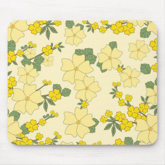 Lente Geel Bloemmotief Muismat (Voorkant)