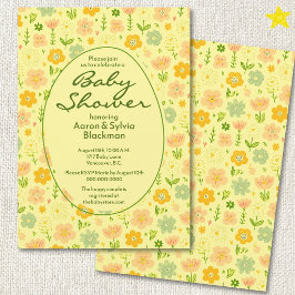 Lente Gele Bloem Doodle Tekeningen Baby Shower Kaart
