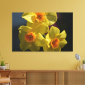 Lente gele daffodilbloemfotokunst. canvas afdruk (Insitu (Woonkamer))