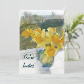 Lente gele deffodis in een venster kaart (Staand voorkant)