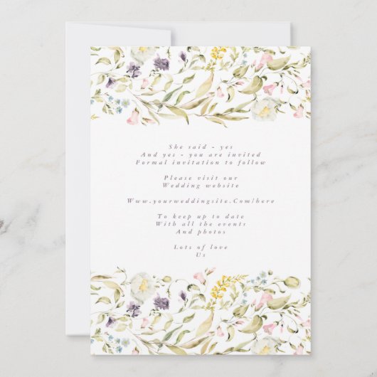 Lente Gele Wilde Bloem Pampas Boho Foto Save The Date (Achterkant)