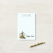 Lente geloof & bloemrijke Pasen groet Post-it® Notes (Op bureau)