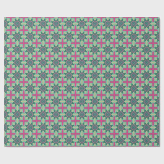 Lente Geometrisch Groen Roze No1 Cadeaupapier (Vlak)