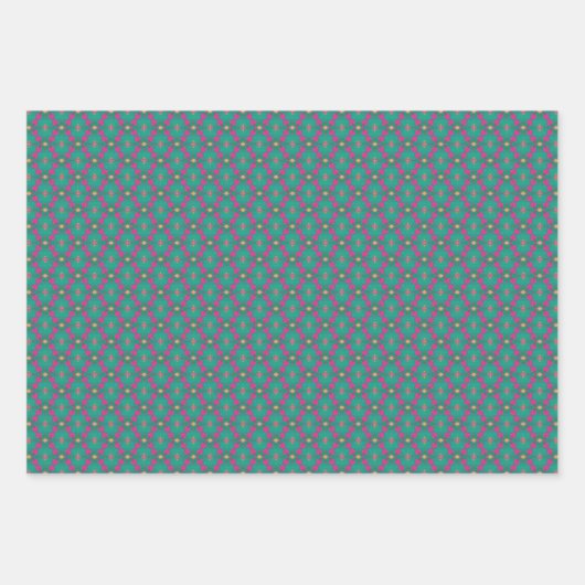 Lente Geometrische Groene Donker Roze Set Inpakpapier Vel (Voorkant 2)