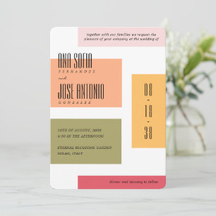 Lente Geometrische Kleurrijke Mid Century Wedding Kaart