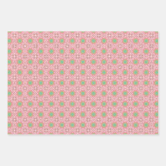 Lente Geometrische Licht Groen Roze Set Inpakpapier Vel (Voorkant)