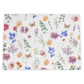 Lente geperste wilde bloemen vlinder wit groot cadeauzakje (Voorkant)