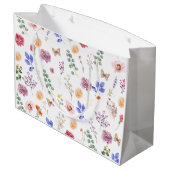 Lente geperste wilde bloemen vlinder wit groot cadeauzakje (Achterkant Gekanteld)