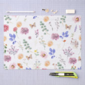 Lente Geperste Wilde Bloemen Vlinder Wit Tissuepapier (Craft)