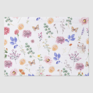 Lente geperste wilde bloemen vlinder wit tissuepapier