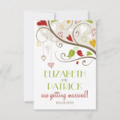 Lente Groen en Rood Cute Lovebirds RSVP (Achterkant)