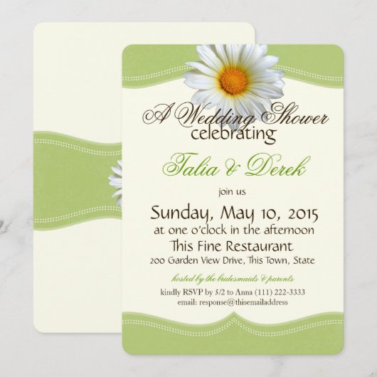 Lente Groen en Wit Gazania Trouwdouche Kaart (Voorkant / Achterkant)
