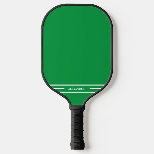 Lente Groen en Wit Pickleball Paddle met Naam (Voorkant)