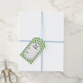 Lente groen & wit chevron bruiloft verjaardag cadeaulabel (Met Touw)