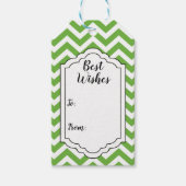 Lente groen & wit chevron bruiloft verjaardag cadeaulabel (Voorkant)