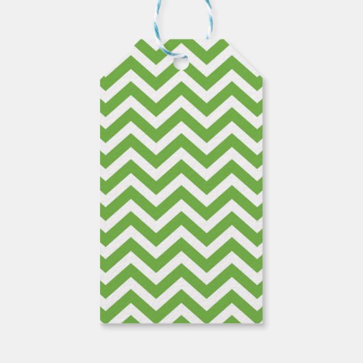 Lente groen & wit chevron bruiloft verjaardag cadeaulabel (Achterkant)