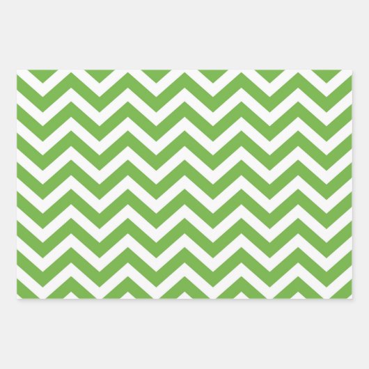 Lente groen & witte Chevron-huwelijksverjaardag Inpakpapier Vel (Voorkant)