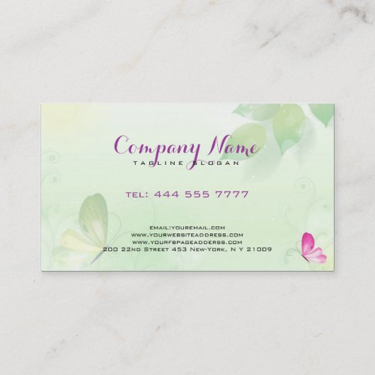 Lente Groene Achtergrond Make-up Artiest Visitekaartje (Achterkant)