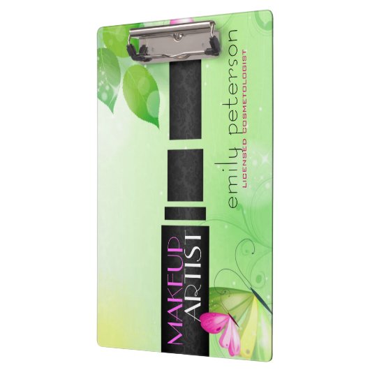 Lente Groene Achtergrond met Zwart Schoonheidssymb Klembord (Links)