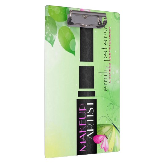 Lente Groene Achtergrond met Zwart Schoonheidssymb Klembord (Rechts)