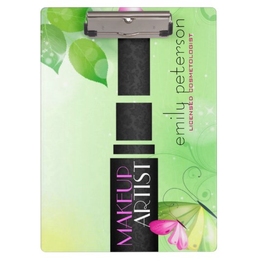 Lente Groene Achtergrond met Zwart Schoonheidssymb Klembord (Voorkant)