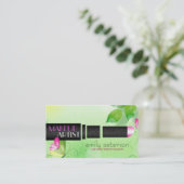 Lente Groene Achtergrond met Zwart Schoonheidssymb Visitekaartje (Staand voorkant)