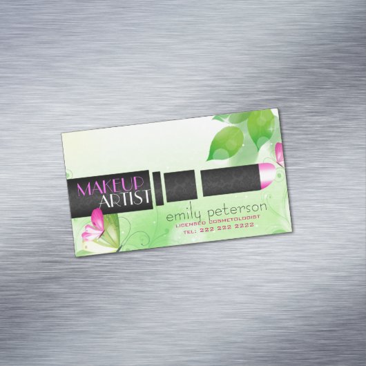 Lente Groene Achtergrond met Zwart Schoonheidssymb Visitekaartje Magneet (Voorbeeld)