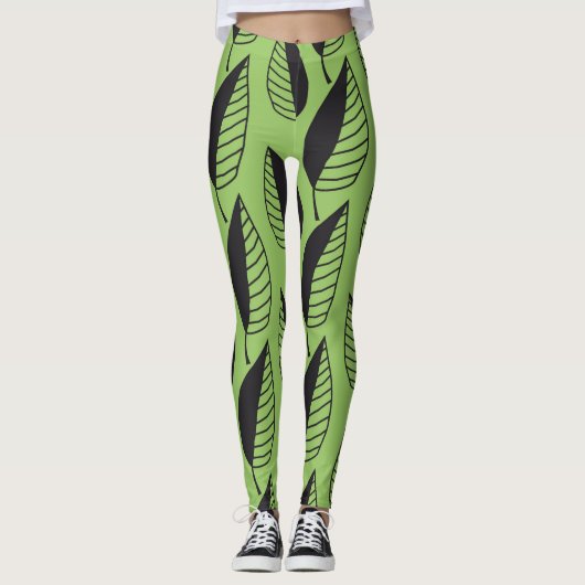 lente groene bladeren leggings (Voorkant)