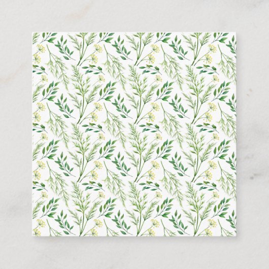 Lente Groene Botanische Kruiden Bruiloft Details Informatiekaartje (Achterkant)