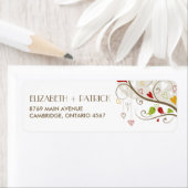 Lente groene en rode kotelvogels Adres label (Insitu)