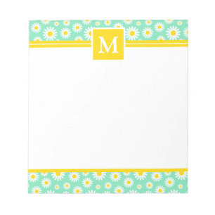 Lente Groene Madeliefjes Monogram Notitieblok