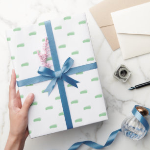 Lente groene minimalistische strepen op wit cadeaupapier