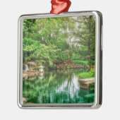 Lente groene reflecties metalen ornament (Links)