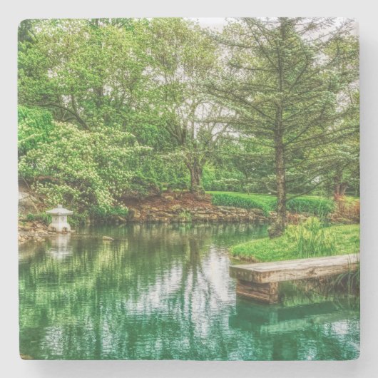 Lente groene reflecties stenen onderzetter (Voorkant)