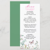 Lente Groene Vlinder Bloem Bruiloft Menu (Voorkant / Achterkant)