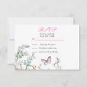 Lente Groene Vlinder Bloem Bruiloft RSVP Kaartje (Voorkant)
