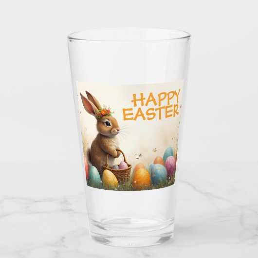 Lente groeten van de paashaas glas (Voorkant)