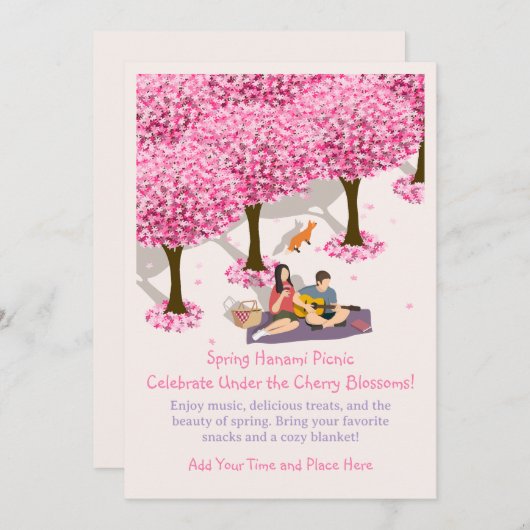  lente Hanami picknick Kaart (Voorkant / Achterkant)