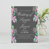Lente Hand Waterverf Roze Groene Huwelijk Kaart (Staand voorkant)