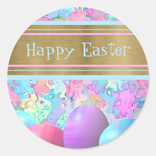 Lente Happy Easter Eggs Vakantie Kaart Classic Ronde Sticker (Voorkant)