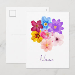 Lente Harmonie - Gemengd Watercolor Bloemenboeket Feestdagenkaart