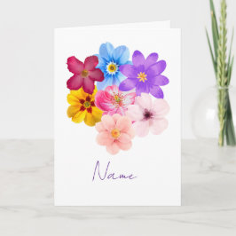 Lente Harmonie - Gemengd Watercolor Bloemenboeket Kaart