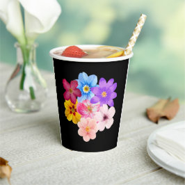 Lente Harmonie - Gemengd Watercolor Bloemenboeket Papieren Bekers