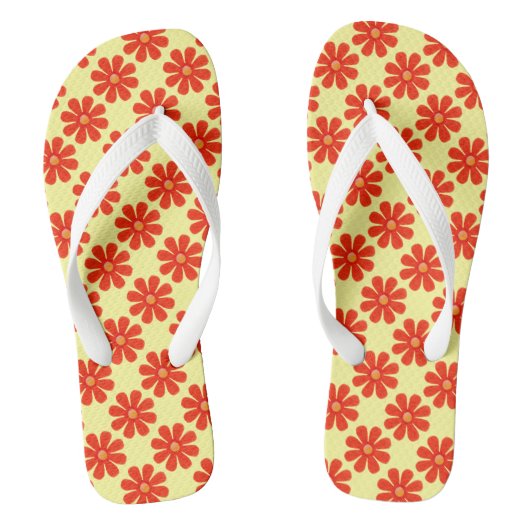 Lente heldere rode bloemen teenslippers (Voetbed)