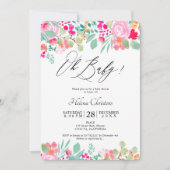 Lente heldere roze waterverf baby shower kaart (Voorkant)