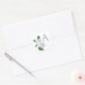 Lente HYDRANGEA met aanpasbare letter Vierkante Sticker (Envelop)