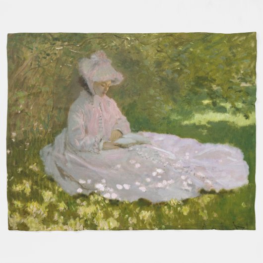 Lente, Impressionistisch Portret, Claude Monet Fleece Deken (Voorkant (Horizontaal))