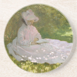 Lente, Impressionistisch Portret, Claude Monet Zandsteen Onderzetter