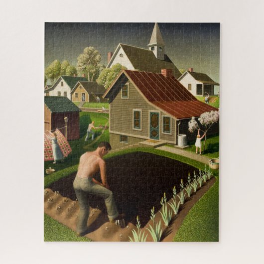 Lente in de stad door Grant Wood Legpuzzel (Verticaal)